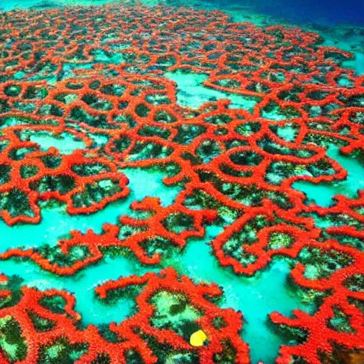 Prompt: a village made out of coral reef