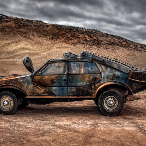 Image similar to velociraptor mongoliensis car, hdr 8 k