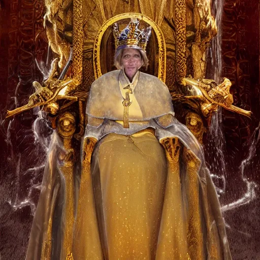 Image similar to female pope on throne of lasers, intricate detail, royo, klimt, miro, vallejo, frazetta, giger, whealan, hd, unreal engine,