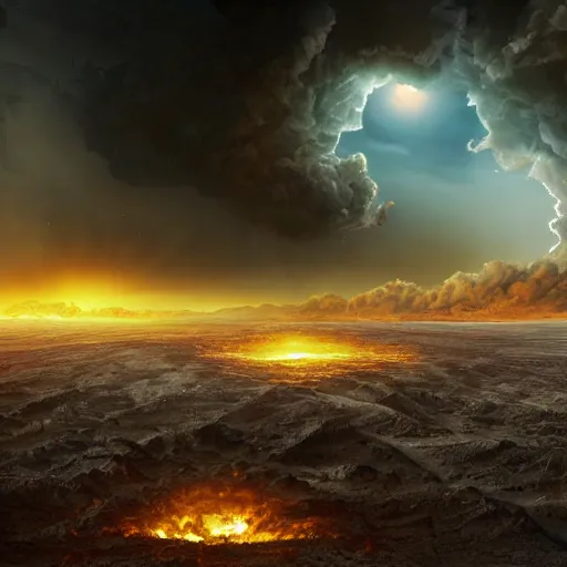 Prompt: the end of the world when the sun expands and burns the earth, highly detailed matte painting