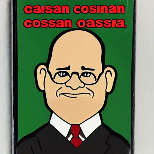 Prompt: fridge magnet of george costanza, cartoon