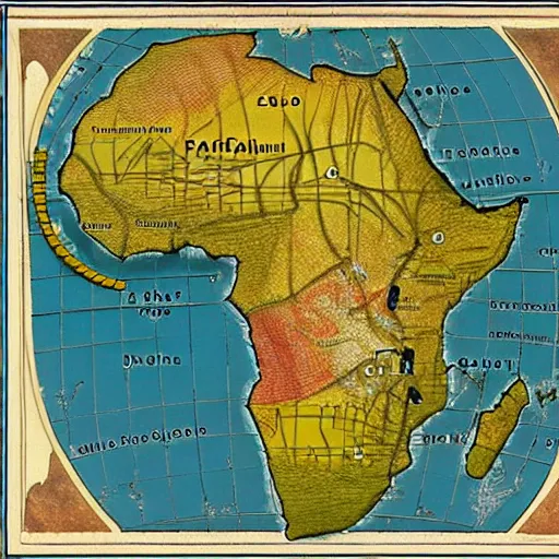 Prompt: a map of the evolution of the african continent.