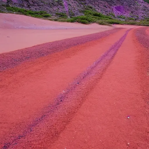 Image similar to purple road on a red sand beach