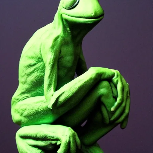 Image similar to The Thinker Kermit the frog by Auguste Rodin