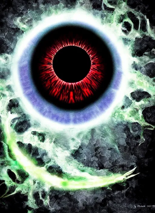 Image similar to color photo of a dragon eye, fantasy horror