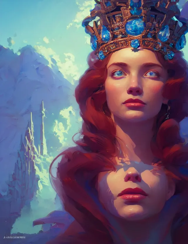 Image similar to close-up portrait of a goddess in crown, by Artem Chebokha by Anka Zhuravleva, Anato Finnstark and Alena Aenami, Angus McKie, Anton Fadeev, by Jesper Ejsing, by RHADS, Makoto Shinkai and Lois van baarle, ilya kuvshinov, rossdraws global illumination, octane render, unreal engine, cinematic counter light, high detail, octane render, 4k