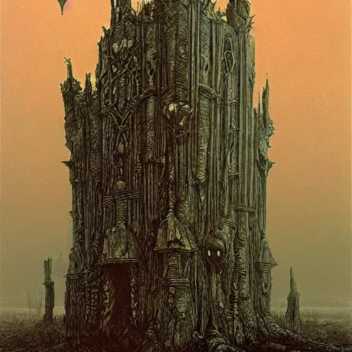 Image similar to castlevania stygian gothic demonic dracula's shoggoth tower, realistic, hyperdetailed, by beksinski, giger and wayne barlowe