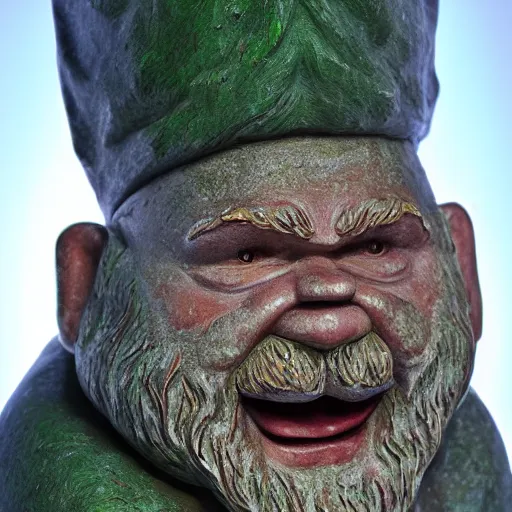 Image similar to magnificent sculpture of famous karelian bald gnome, well lighted, high detail photo