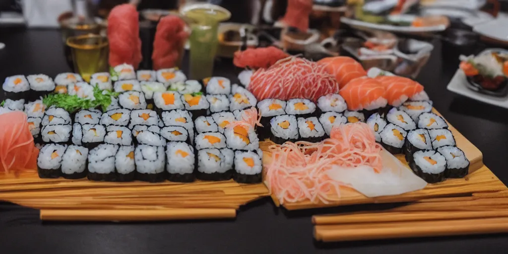 Image similar to a house made out of sushi, 4k, 35mm