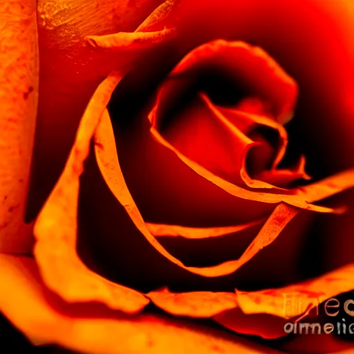 Image similar to a zoomed in macro 8mm photo of a red rose petal, macro photograph, photo, photorealistic, microscopic photo