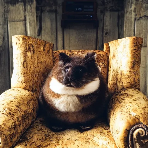 Image similar to a beautifull potato sitting on a kings throne