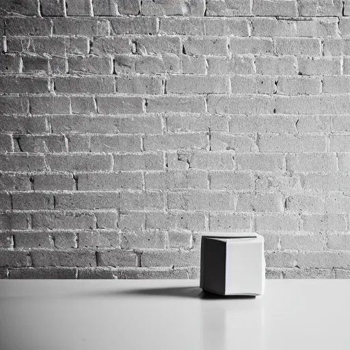 Prompt: an ultra high definition professional studio photograph, 5 0 mm f 1. 4 iso 1 0 0. the photo is set in a plain empty white studio room with a plain white plinth centrally located. the photo depicts a brick on the plinth in the centre of the photograph. three point light.