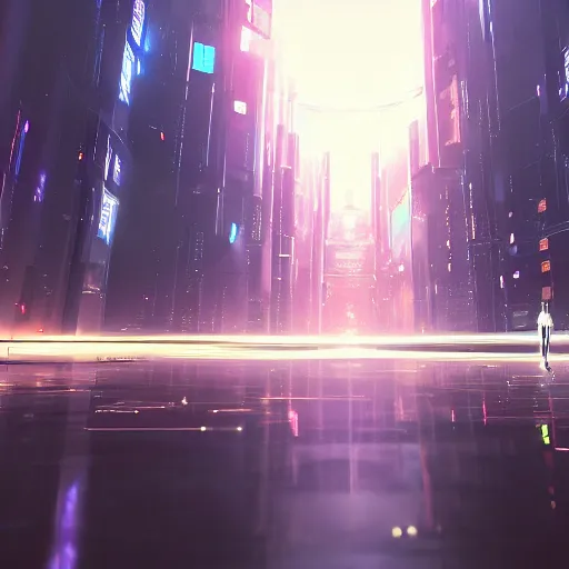 Image similar to a portal to the multiverse by makoto shinkai, highly detailed, cyberpunk, trending on artstation