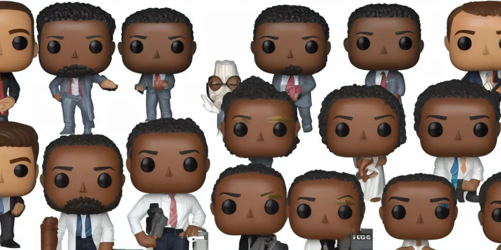 Prompt: funko pops, cast from the office, white background