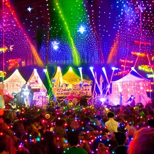 Image similar to a night circus shining with thousands of lights