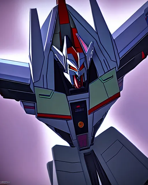 Image similar to a portrait of starscream, in the style of transformers ( 1 9 8 4 ), animated cartoon series, sharp details, toei animation studio, 5 k.