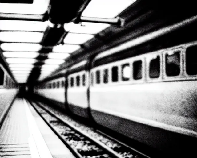 Image similar to a lomography photo of rumble between two xenomorphs in soviet train this morning, bokeh,