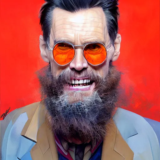 Image similar to greg manchess portrait painting of jim carrey playing role of doctor ivo robotnik, medium shot, asymmetrical, profile picture, organic painting, sunny day, matte painting, bold shapes, hard edges, street art, trending on artstation, by huang guangjian and gil elvgren and sachin teng