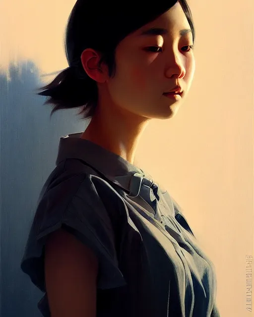 Image similar to stylized portrait of an artistic pose, composition, young asian girl, realistic shaded, fine details, realistic shaded lighting poster by ilya kuvshinov, magali villeneuve, artgerm, jeremy lipkin and michael garmash and rob rey