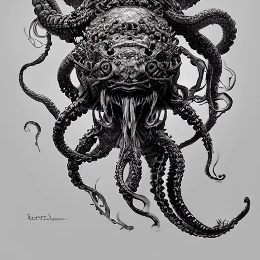 Prompt: A masterpiece portrait of a kraken with evil eyes. Very detailed barnacles on its body. intricate, elegant, highly detailed. trending on artstation, digital art, by Stanley Artgerm Lau, WLOP, Rossdraws, James Jean, Andrei Riabovitchev, Marc Simonetti, Yoshitaka Amano