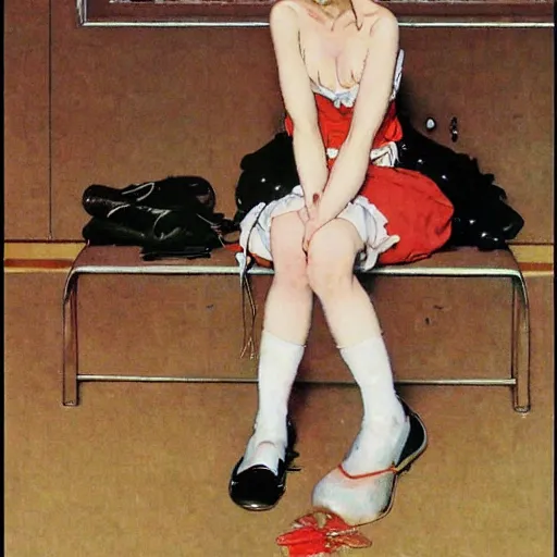 Prompt: anime girl by Norman Rockwell