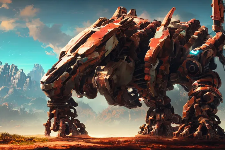 Image similar to shell - walker machine mecanical creature robot of horizon forbidden west horizon zero dawn bioluminiscence global illumination ray tracing hdr fanart arstation by ian pesty and alena aenami artworks in 4 k