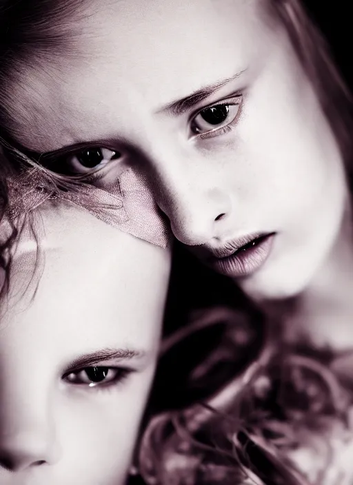 Image similar to emotiona fashion portrait photography of a young fragile and beautifull girl by julia hetta