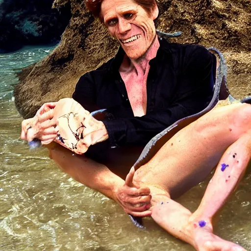 Image similar to willem dafoe mermaid octopus