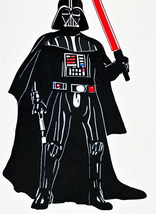 Image similar to a colored pen drawing of darth vader playing golf