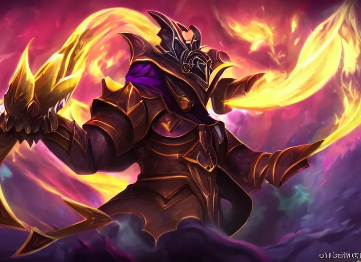 Image similar to champion splashart of champion made out of evil magic