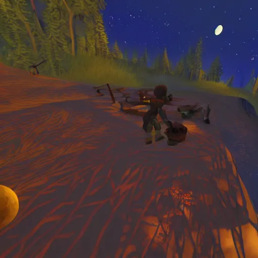 Image similar to Outer Wilds screenshot, night