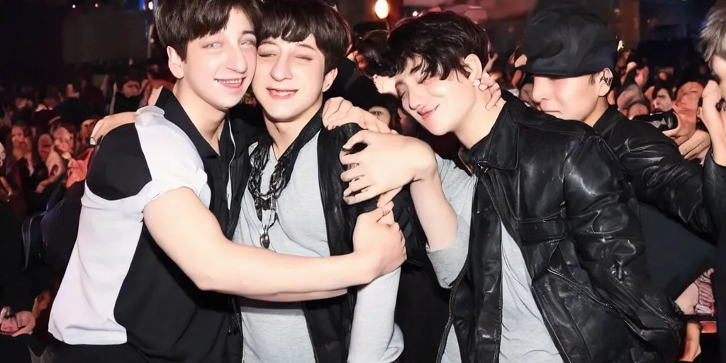 Image similar to charlie puth hugging Jung kook