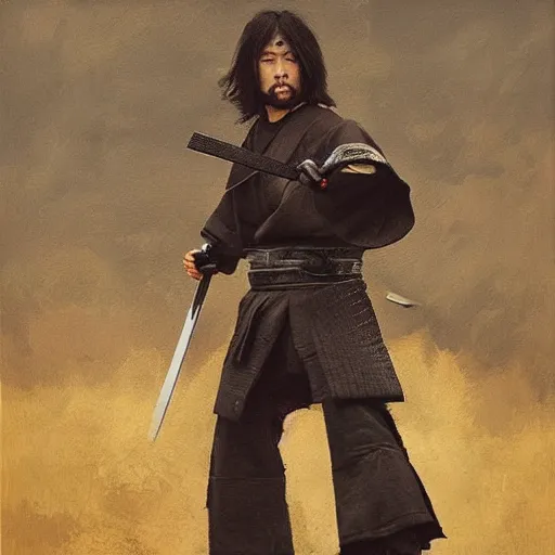 Prompt: “Tom Cruze as samurai, oil”