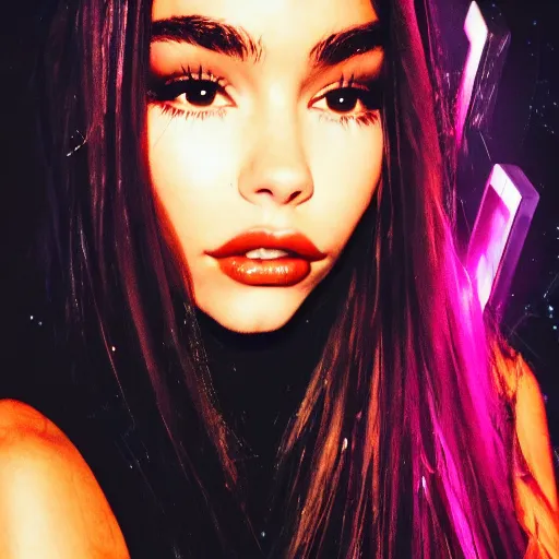 Image similar to madison beer a an intergalactic popstar dancing on a planet, render, blender render, unity render, 4 k wallpaper, art station trending, artstation 4 k coherent, coherent, 4 k, detailed, hyperdetailed, artifact - free, completely coherent, sharp, madison beer