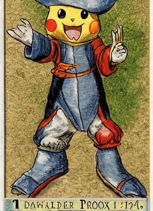 Prompt: a pokemon card from the 1 6 0 0 s