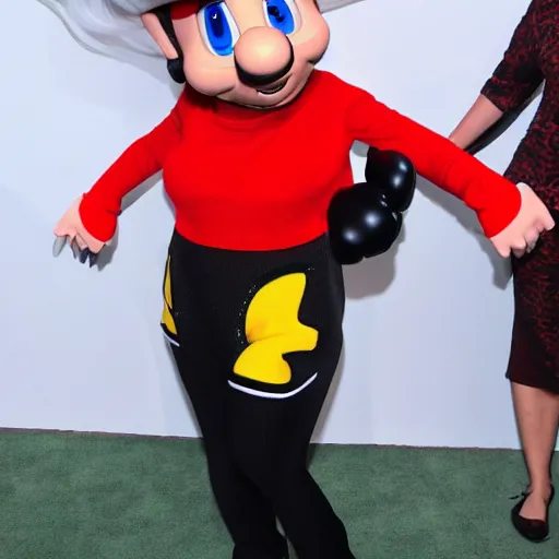 Prompt: lady gaga wearing a super mario costume