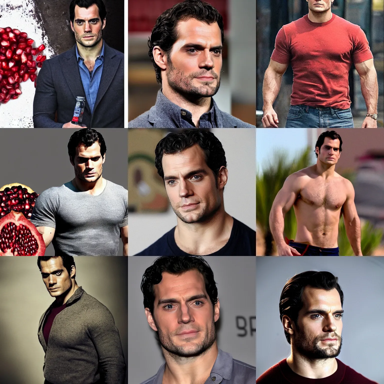 Prompt: henry cavill made of pomegranate