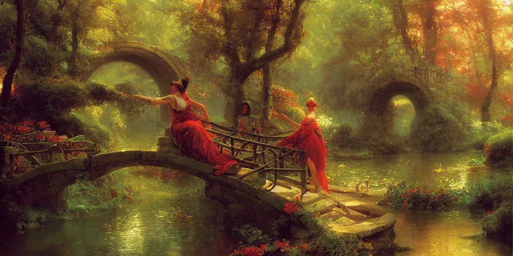 Prompt: River portal by Marc Simonetti and Delphin Enjolras and Pierre Auguste Cot