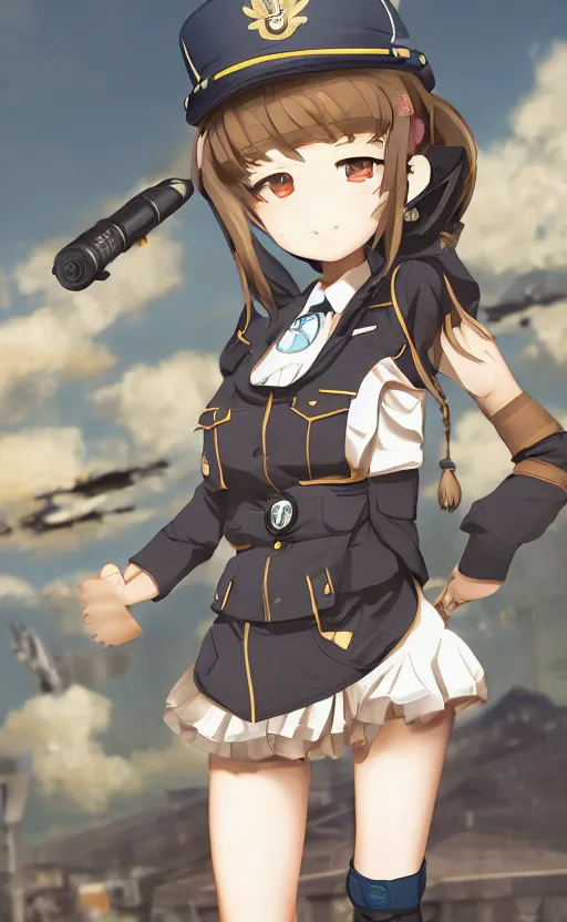 Prompt: toy, school uniform, portrait of the action figure of a girl, correct human anatomy, girls frontline style, anime figure, dirt and smoke background, flight squadron insignia, realistic military gear, 70mm lens, round elements, photo taken by professional photographer, character design by shibafu, trending on instagram, symbology, 4k resolution, matte, empty hands, realistic military carrier