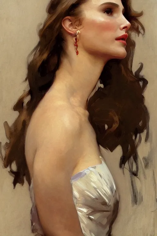 Prompt: elegant portrait of natalie portman as iron man by greg manchess, mucha, william adolphe bouguereau, john singer sargent, sorolla, winslow homer, dean cornwell, james gurney, daniel gerhartz, jeremy mann, michael carson,