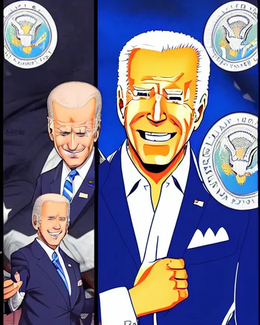 Prompt: Joe Biden shonen manga cover