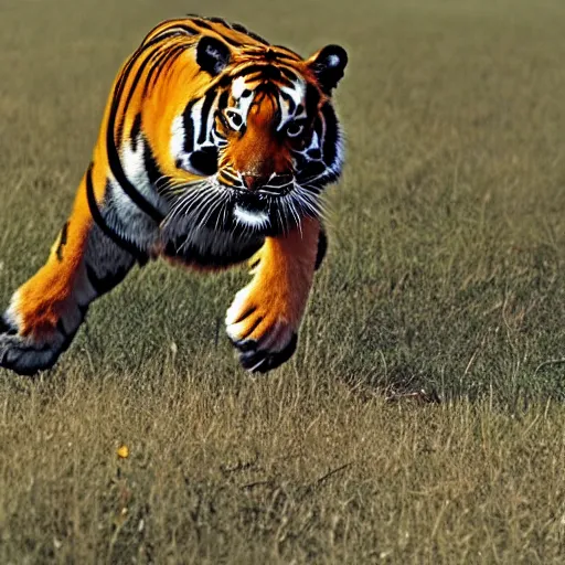 Prompt: a dog cannot hunt down a tiger