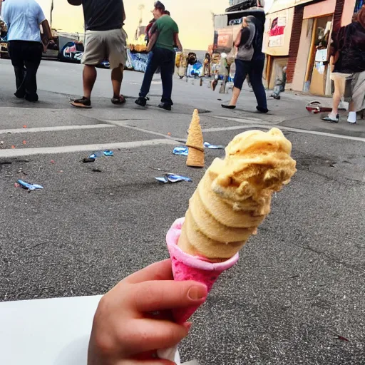 Image similar to a photo of the victim, riddled with deadly ice cream cones.