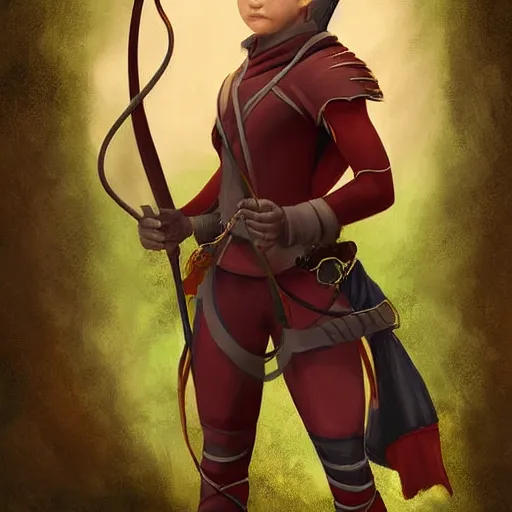Prompt: a young tiefling!!!!!!!!!!!!!!!!!! ranger holding a bow ready, highly detailed digital painting 4 k