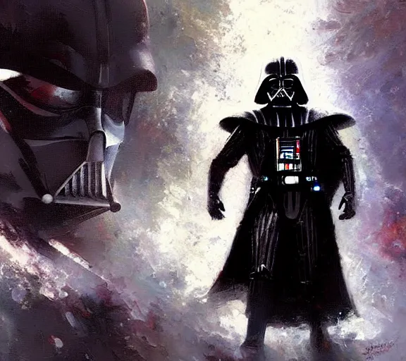 Prompt: beautiful oil painting of Darth Vader by Craig Mullins; extraordinary masterpiece!!!!