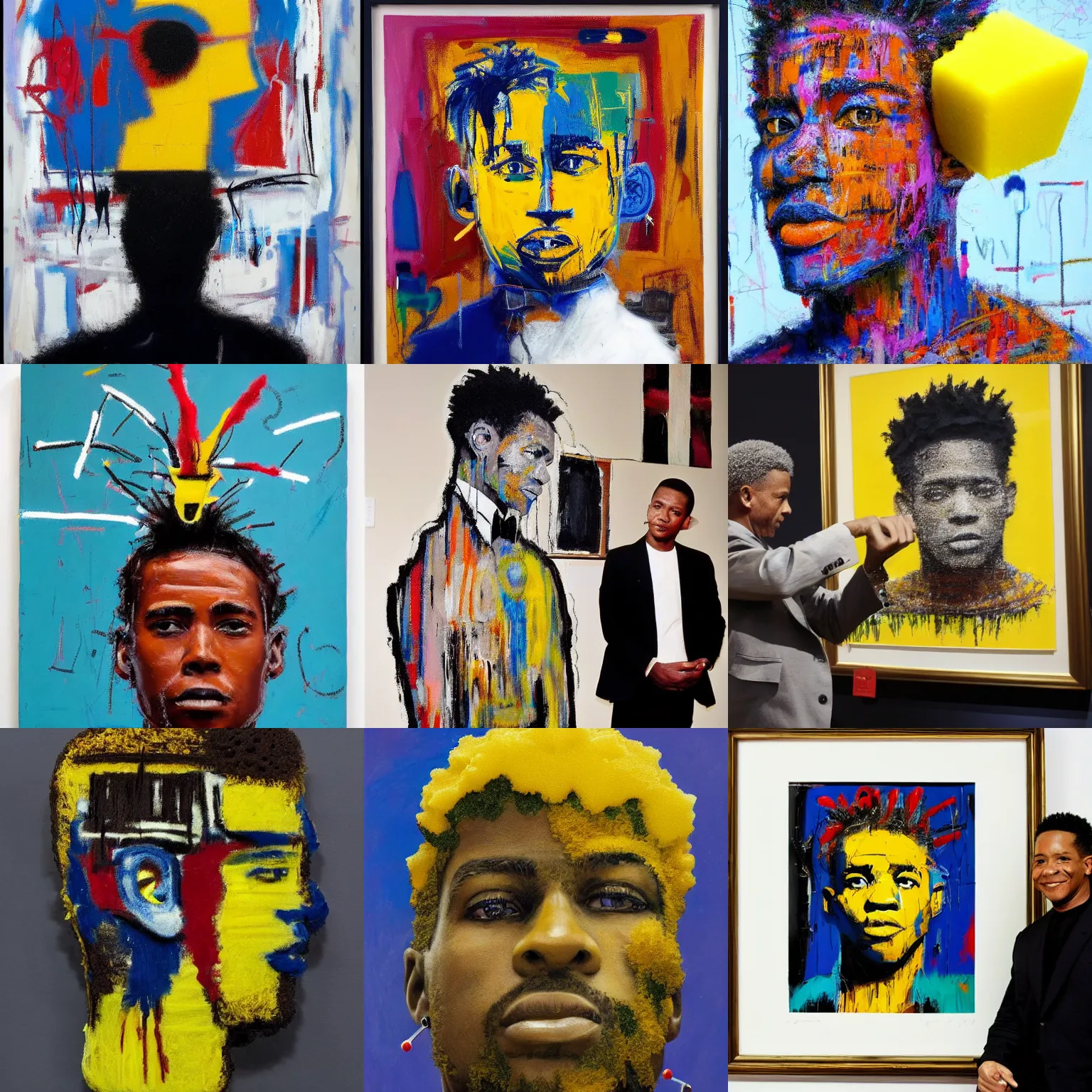 Prompt: a man with stylish haircut, sponge sculpture, by robert hagan and basquiat