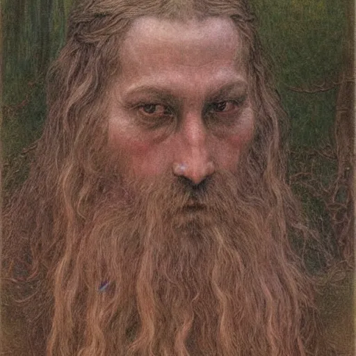 Prompt: Portrait of a druid, by Jean Delville