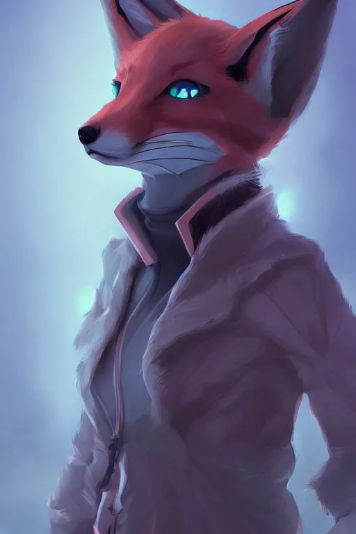 Image similar to a fox fursona, trending on artstation, by kawacy, furry art, digital art, cyberpunk, high quality, backlighting