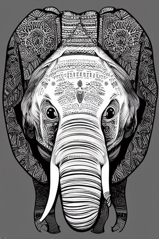 Image similar to A portrait of a baby elephant, sticker, colorful, illustration, smooth and clean vector curves, no jagged lines, vector art, smooth