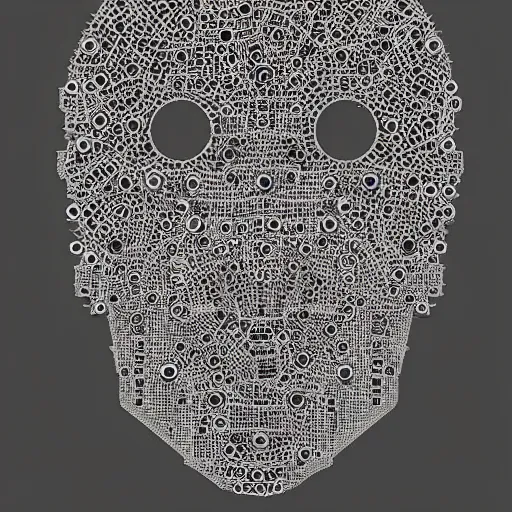 Image similar to portrait of a head made of gears and electronic components